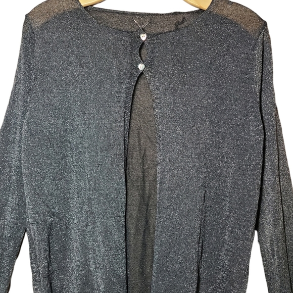 NWT Montan Paris Shimmering Gray Knit Cardigan Sweater - Picture 3 of 6